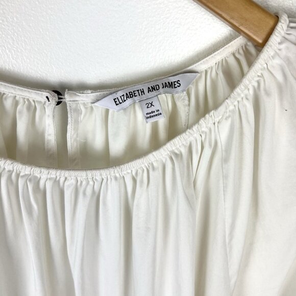 Elizabeth + James Embroidered Sleeve Peasant Blouse Sz 2X Cottage Boho Swing Top - Picture 3 of 11